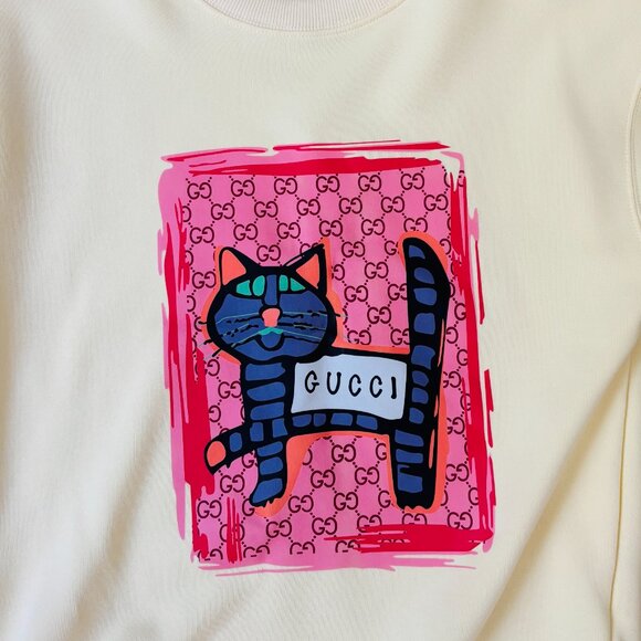 Cream Colored Gucci Kiity Cat Sweatshirt sz XS/S EUC - Picture 2 of 2